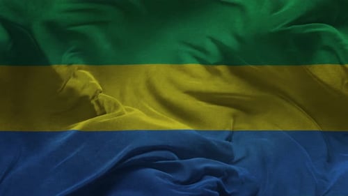 Gabon Flag .Slow Motion Cloth Animation -3D Rendering