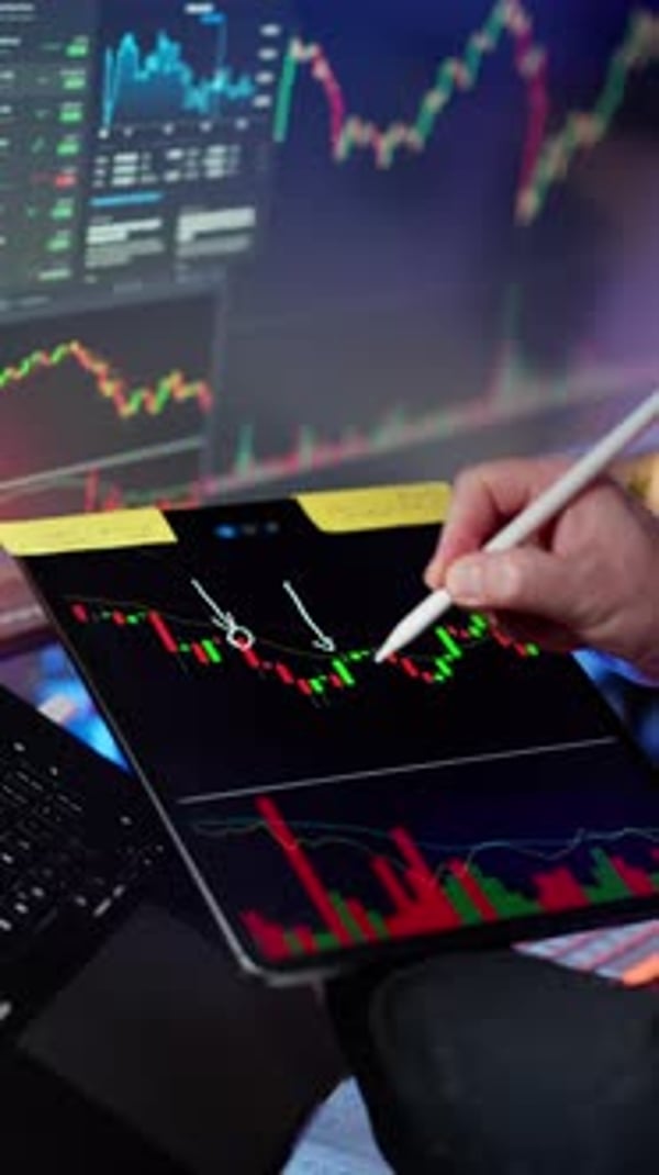 Stock Market Analysis on Tablet and Computer, Stock Footage, Stock ...