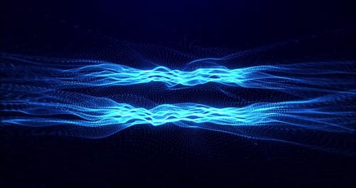 Blue abstract digital waves. Wavy motions of particles and points. concept of cyberspace