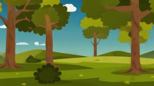 Fond de paysage forestier animé avec des collines vallonnées