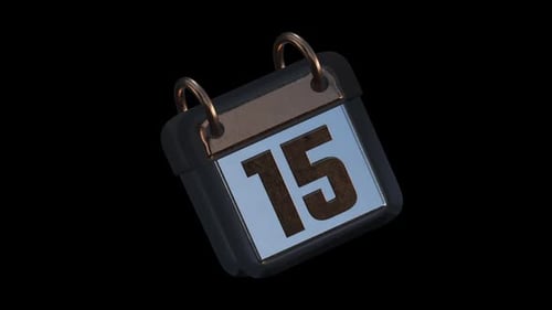 Rotating 3D Metallic Calendar Icon with Date