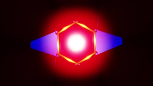 Hexagon Core Star VJ Loop with Radiant Red Glow and Rotating Kaleidoscopic Arms