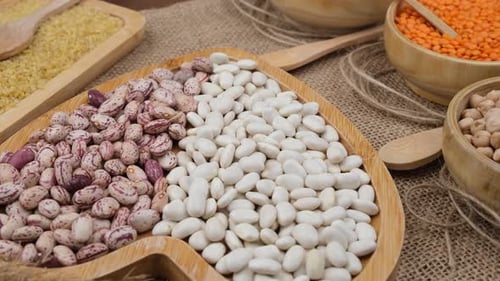 Assorted Legumes and Grains on Burlap