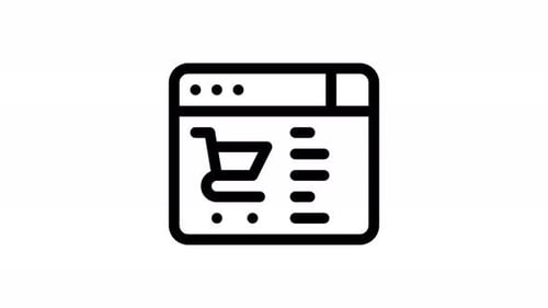 Animated Online Shopping Cart and Browser Icon for E-commerce