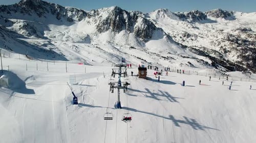 Thrilling Skiing Adventure Mountain Resort with Chairlifts Snow and Slopes