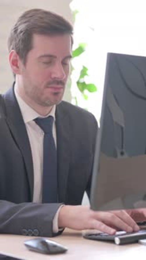 Professional Man Working at Computer in Office