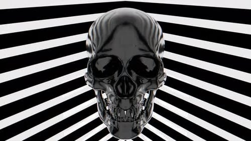 Chrome Skull on Dark Background 4K