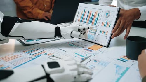 Remote Teamwork: A remote team collaborates via video call, multiple screens sha