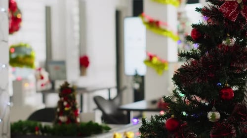 Empty Office with Xmas Ornaments