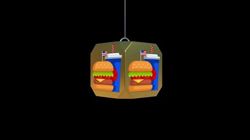 3D Rotating Fast Food Ornament with American Flag