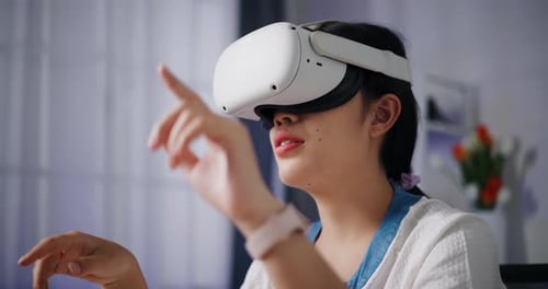 Woman Wearing VR Headset Indoors