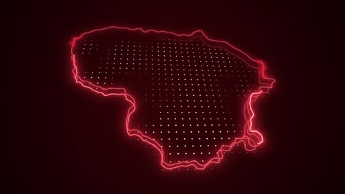 Neon Digital Map Outline with Pulsing Glow Animation