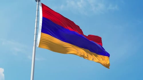 Armenia National Flag Waving Realistic Loop