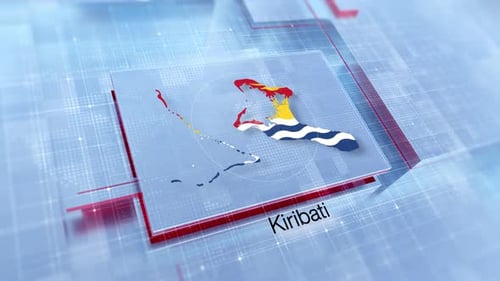 Rotating 3D Map of Kiribati for Broadcast News
