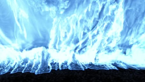eine mächtige Explosion mit einer blauen Flamme in Nahaufnahme