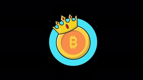 Bitcoin King Crypto Currency Flat Design Animation