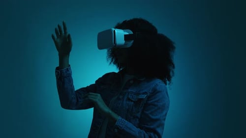 Woman Using Virtual Reality Headset