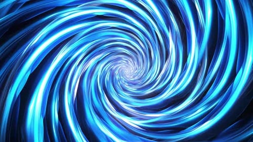 Glowing Neon Blue Swirling Vortex Tunnel Background
