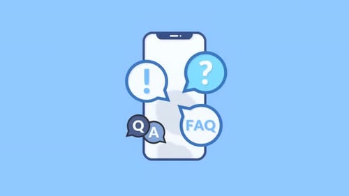 Animated Mobile Phone with FAQ and Q&A Support Bubbles