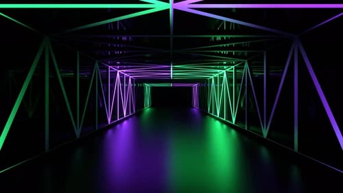 Purple And Turquoise Gridded Mirror Corridor Background Vj Loop In 4K
