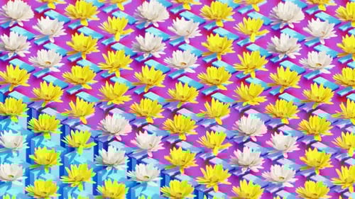 Abstract Geometric Pattern with Bouncing Flowers Loop