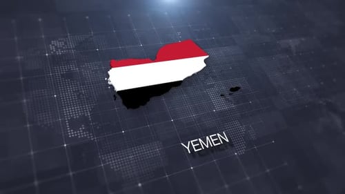 Yemen Map with Flag Digital Reveal