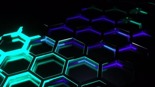 Turquoise And Purple Neon Active Glow Honey Comb Background Vj Loop In 4K