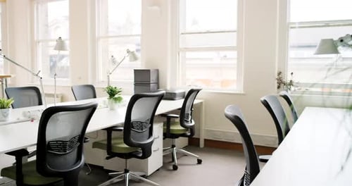 Empty office, space or interior design of digital agency, office building