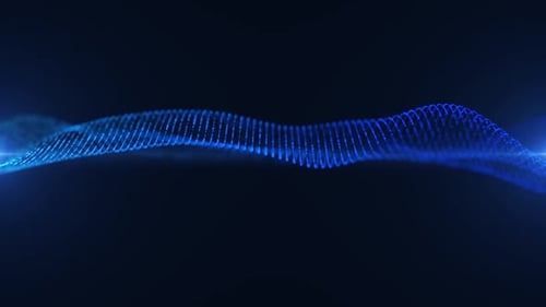 Onda abstrata com partículas móveis azuis, futurista sobre fundo azul, rede digital Wave Effect