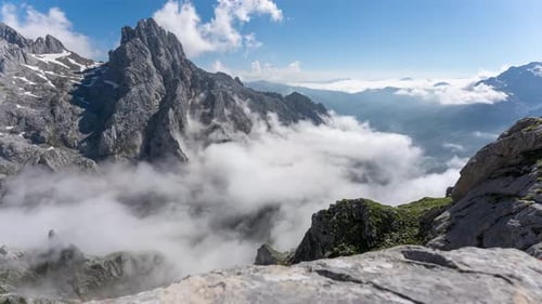Amazing Scenery Of Rocky Mountains And Cloudscape - timelapse shot