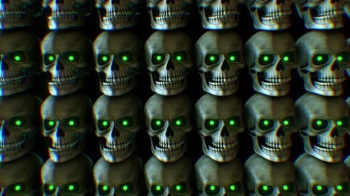 Halloween-Hintergrund mit klappernden Totenköpfen