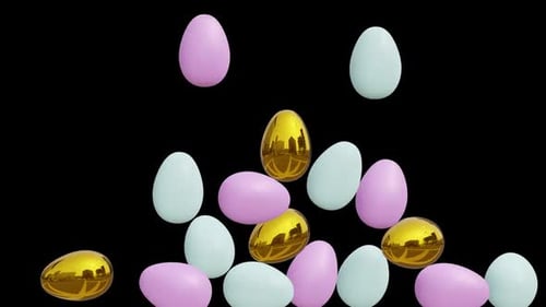 Falling Easter Eggs Alpha Channel Animation