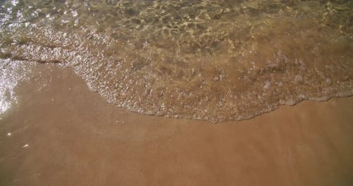 Sandy Yellow Beach And Calm Sea Ocean Waves Sea Waves Wash Sandy Shore White Bubbles Waves Sea Beach