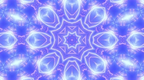 Glowing Blue Geometric Kaleidoscope Background Animation