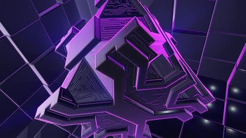 Futuristic Tech Cube Rotating Abstract Background