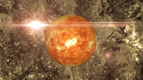 Rotating Fiery Core with Lens Flare