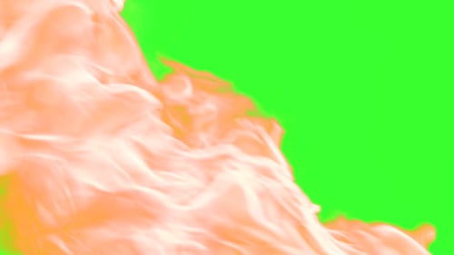 Bright Fiery Flames on Green Screen Background