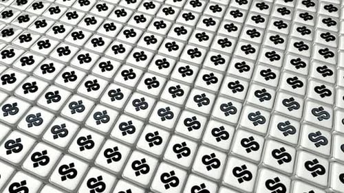 Fond flottant avec cubes blancs, exclusif, réflexion, rendu 3D, formes noires, design unique