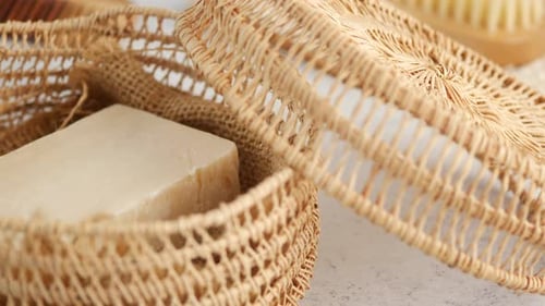 Natural Soap in a Woven Spa Basket