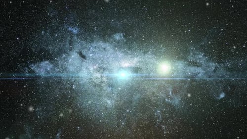 4k view of nebula with a bright star moving in the dark universe