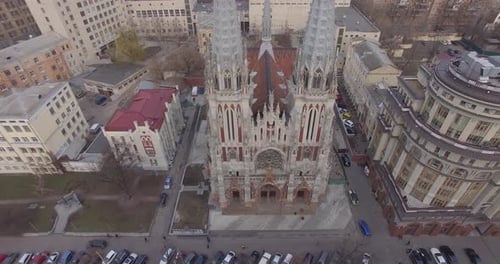 St Nicholas Roman Catholic Church, Kyiv. Aerial.