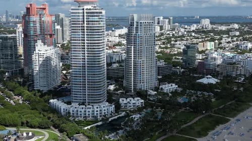 Aerial View of Coastline of Miami Beach