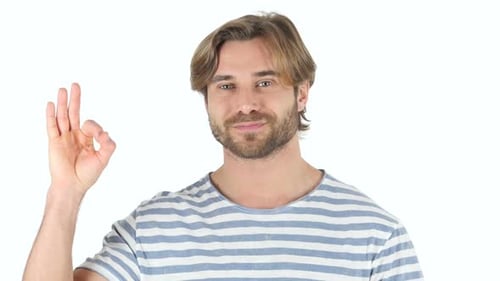Man Gives the Okay Sign in Studio Shot