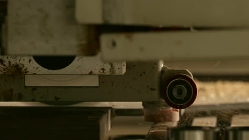 Machine Working on Wood in Factory