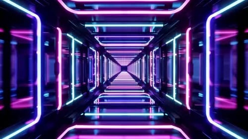 Abstract High Tech Neon Tunnel Motion Background
