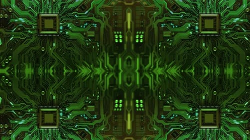 Animated Circuit Board Data Flow in Futuristic Style