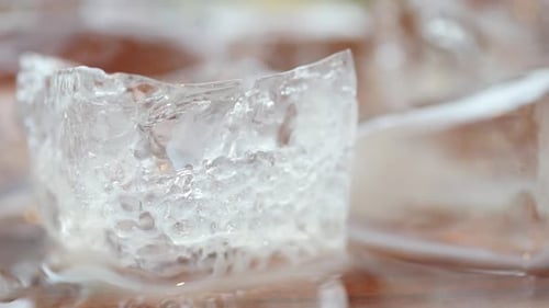 Close Up of Many Ice Cubes on White Background