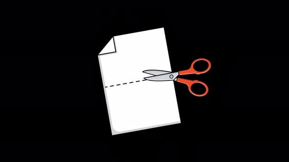 Animated Scissors Cutting Paper. Craft Object Concept Video ...