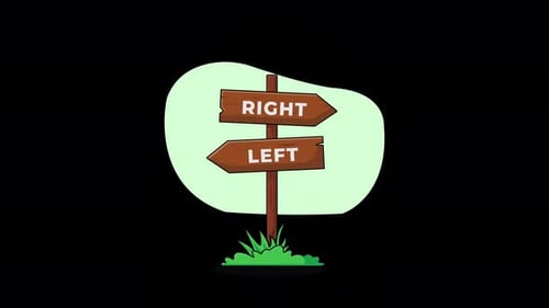 Wood Stake with Right-Left Direction Signs Arrows Animation Video - Transparent