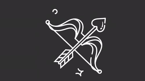 Minimalist Cupid Bow and Heart Arrow Line Drawing Animation